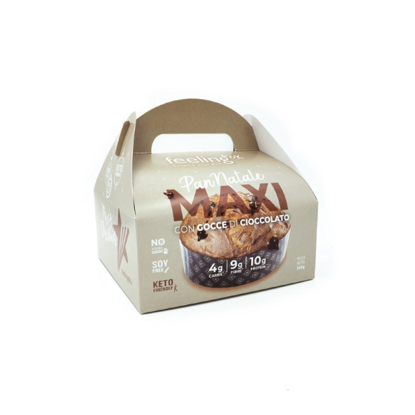 FEELING OK PAN NATALE GOCCE DI CIOCCOLATO MAXI - PANETTONE CHETOGENICO