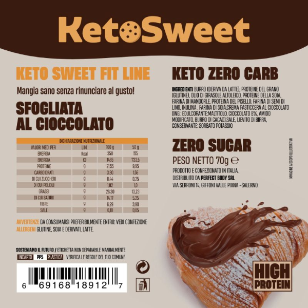 KETOSWEET SFOGLIATELLA CLASSICA RIPIENA (BOX DA 10x70G) GUSTO CIOCCOLATO