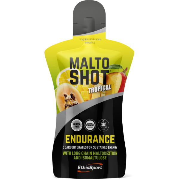 ETHICSPORT MALTOSHOT ENDURANCE 50 ml GUSTO TROPICAL - 5 DIVERSI CARBOIDRATI SEQUENZIALI