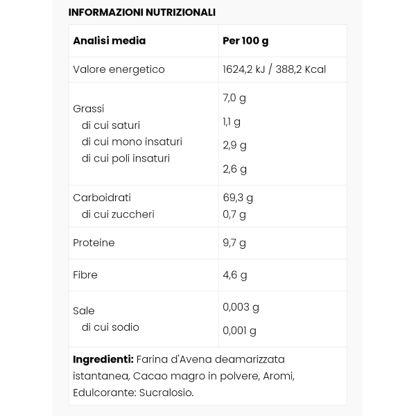 BPR NUTRITION FARINA D'AVENA AROMATIZZATA DA 1000G IRISH CREAM