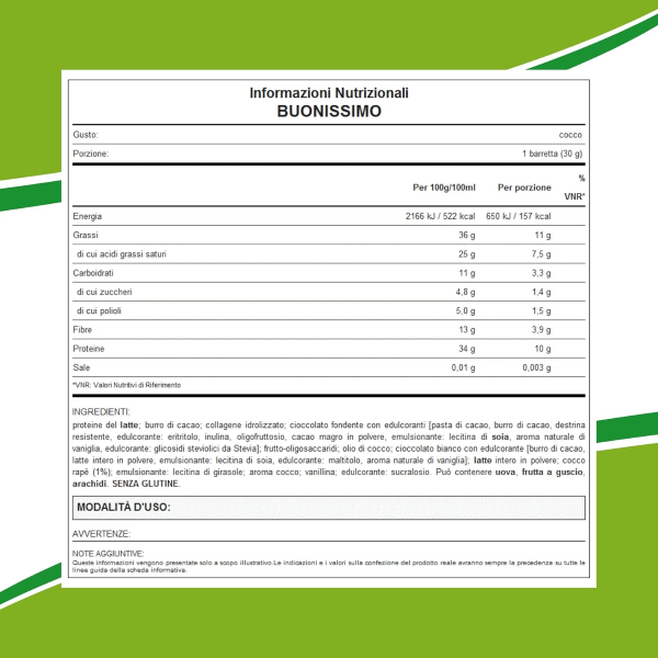 WHYNATURE BUONISSIMO (BOX DA 30x30G) BARRETTA RIPIENA E RICOPERTA AL COCCO
