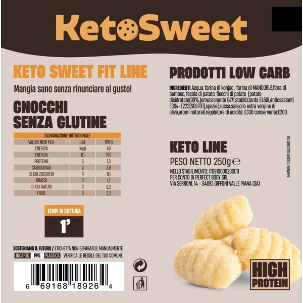 KETOSWEET KETO GNOCCHI ALLA ZUCCA DA 250G IDEALI PER DIETA CHETOGENICA