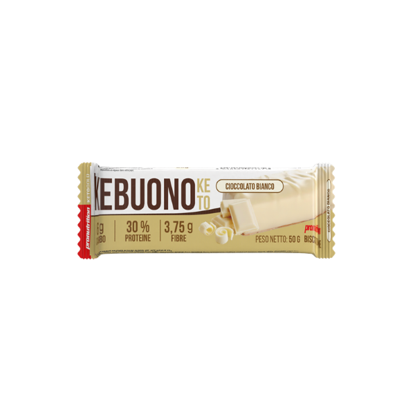 PRONUTRITION KEBUONO KETO (BOX DA 10 PEZZI DA 50 Gr) CIOCCOLATO BIANCO