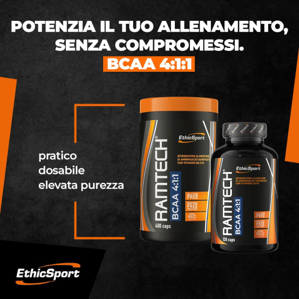 ETHICSPORT RAMTECH BCAA 4:1:1 DA 400 CPS CON VITAMINA B1 e B6