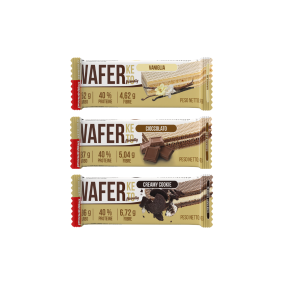 PRONUTRITION WAFER KETO FRIENDLY GUSTI ASSORTITI (BOX DA 16 PEZZI DA 42 Gr) 