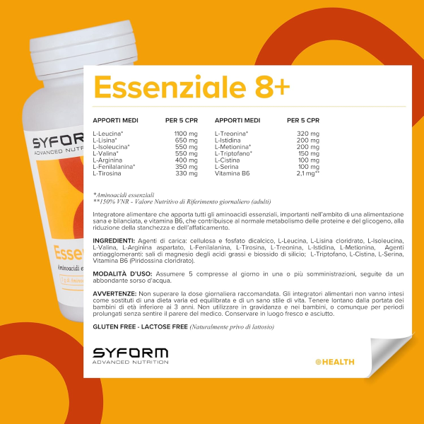 SYFORM ESSENZIALE 8+ - AMINOACIDI ESSENZIALI IN FORMA LIBERA