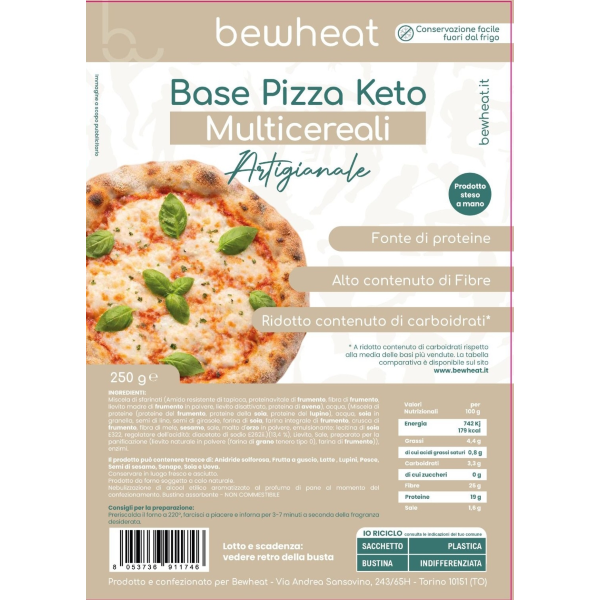 BEWHEAT BASE PIZZA KETO MULTICEREALI (BOX DA 6x250G) 