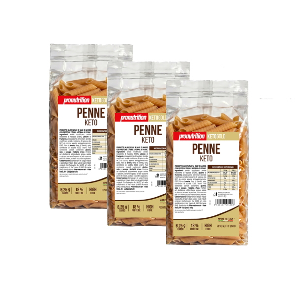 PRONUTRITION PASTA KETO PROTEICA PENNE (BOX DA 3x250G) RICCHI DI FIBRE