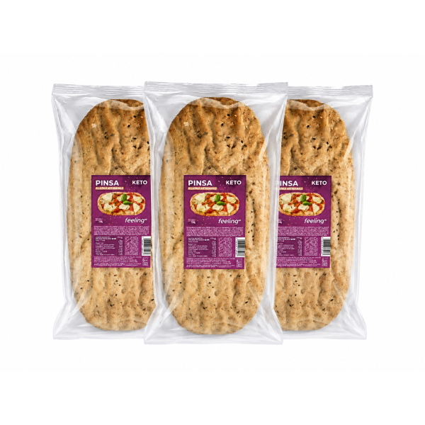FEELING OK PINSA AI SEMI INTEGRALI KETO (BOX DA 3 PEZZI DA180 Gr)