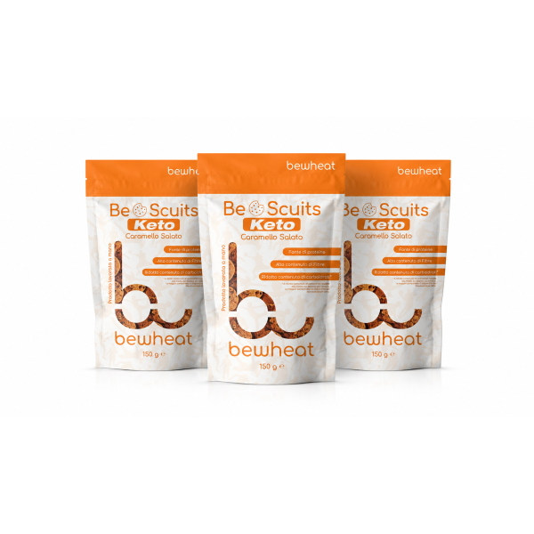 BEWHEAT BISCUITS KETO (BOX DA 3x150G) CARAMELLO 