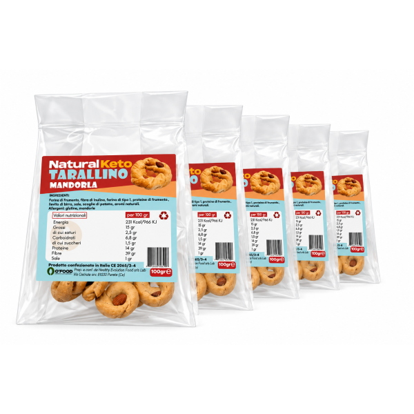 O'FOOD TARALLINO ALLA MANDORLA KETO (BOX DA 5x100 Gr)