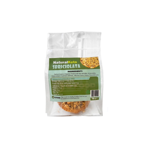 O'FOOD SBRICIOLATA KETO da 70 Gr CIOCCOLATO (BOX DA 5x70 Gr)