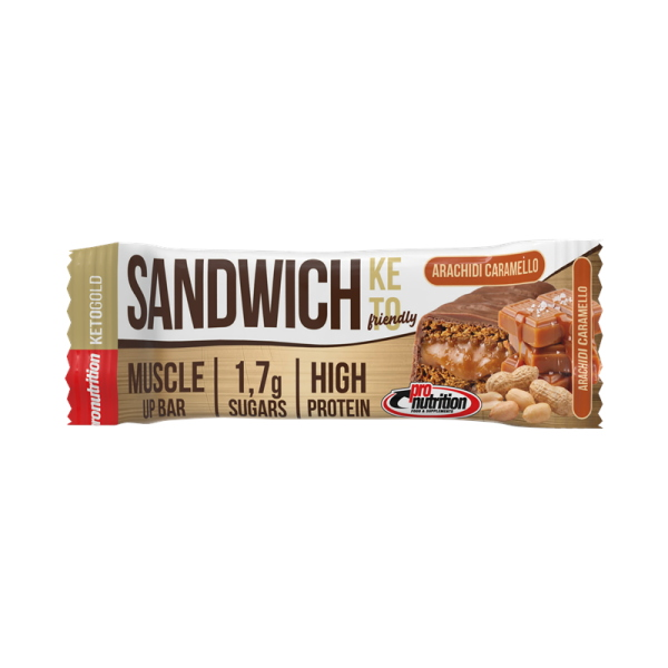 PRONUTRITION SANDWICH KETO BAR (BOX DA 8x57 Gr) ARACHIDI CARAMELLO