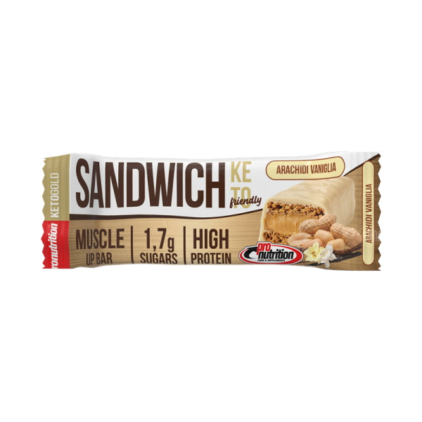 PRONUTRITION SANDWICH KETO BAR (BOX DA 16x57 Gr) ARACHIDI VANIGLIA